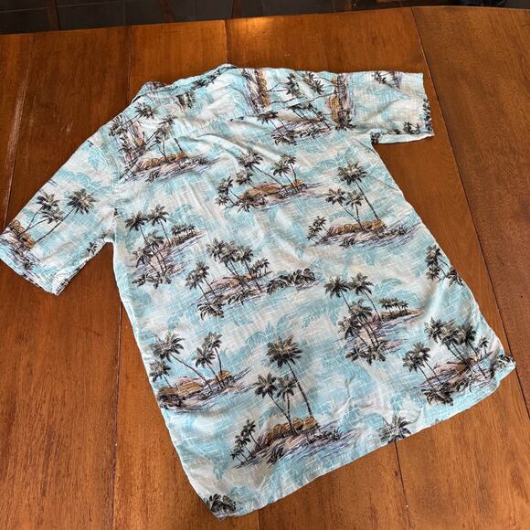 Foundry Co Blue Hawaiian Button Up Shirt Mens Large Tall Vacation Tropical Blue - Picture 4 of 9